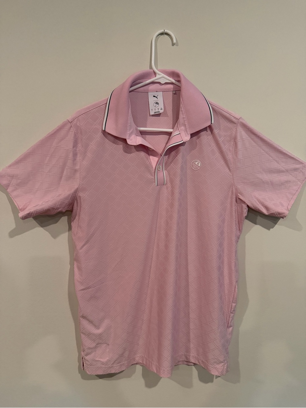 Puma Arnold Palmer Pink Golf Polo Shirt Jacquard Size Small